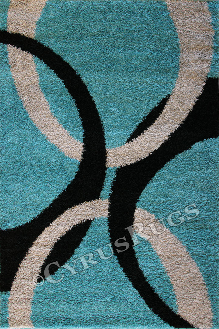 Moda Modern Abstract Shaggy Rug S171A Turkuaz - Click Image to Close