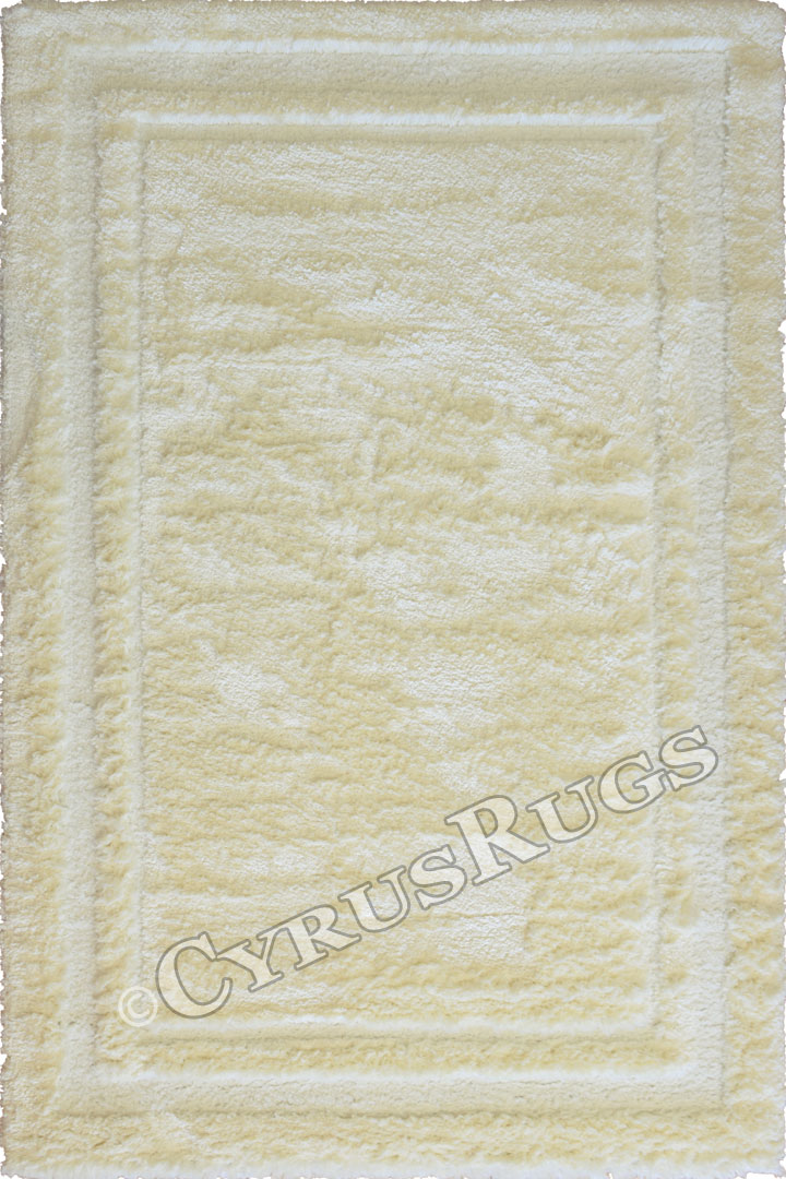 Super Shaggy Plain Border Rugs 6894 White White - Click Image to Close