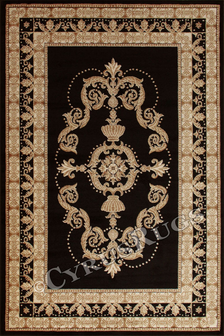 Minnesota Traditional Medallion Rug 3354A Black Black - Click Image to Close