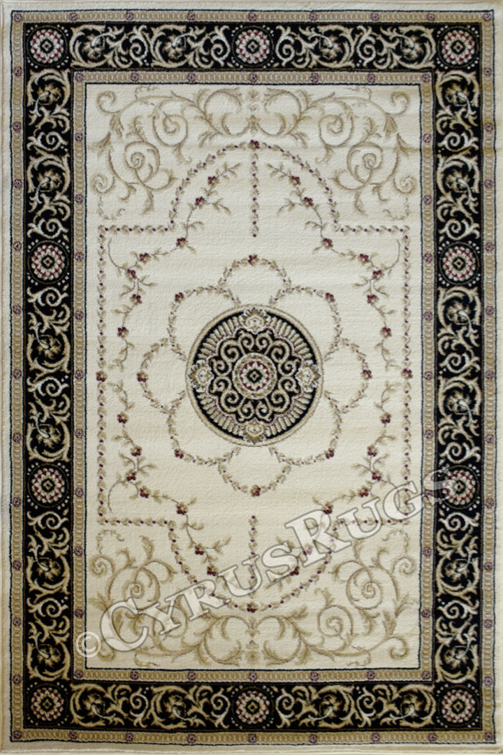 Minnesota Traditional Medallion Rug 3577A Cream Black - Click Image to Close