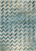 Feathers Contemporary Chevron Rug 6420 Teal Blue Sand