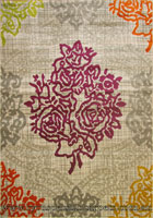 Luna Contemporary Floral Rug 4170X Beige Violet