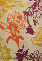 Luna Contemporary Floral Rug 4252X Beige Orange