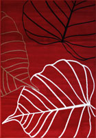 Bello Modern Leaf Pattern Rugs V4673 Red