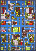 City Blue Road Map Kids Rugs