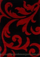 Paris Modern Floral Rug 5003 Black Red