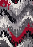 Renzo Modern Abstract Rugs 4101 Light Grey Red