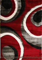 California Circle Design Shaggy Rug 181 Red White