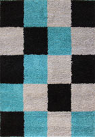 Moda Modern Square Pattern Shaggy Rug A410A Grey