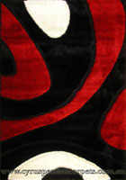 Monte Carlo Abstract Shaggy Rug 3583 Black Red White [3583-Black-Red-White]