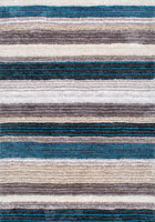 Splendor Striped Shaggy Rugs ZOM1B Blue Multi