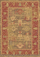 Chicago Traditional Geometric Rug 424A L. Brown T. Red